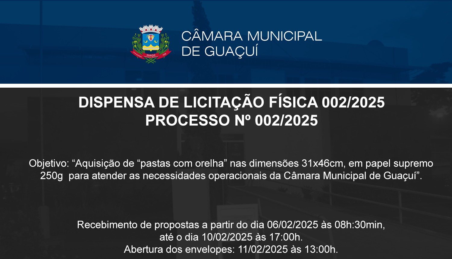 DISPENSA DE LICITAÇÃO N°002/2025.