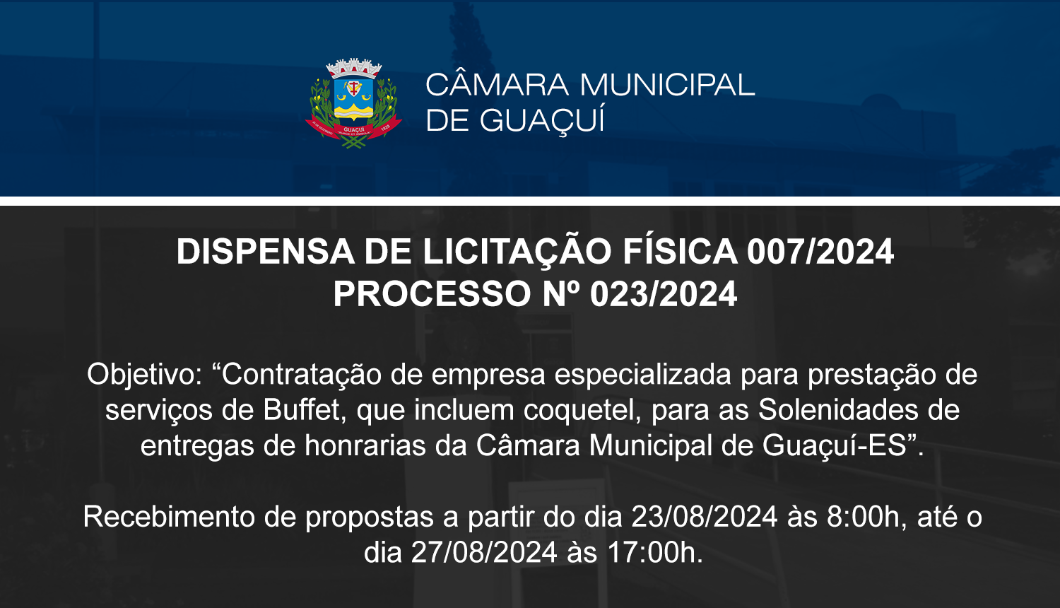 DISPENSA DE LICITAÇÃO FÍSICA 007/2024.