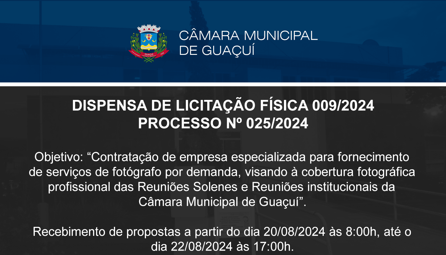 DISPENSA DE LICITAÇÃO FÍSICA 009/2024.