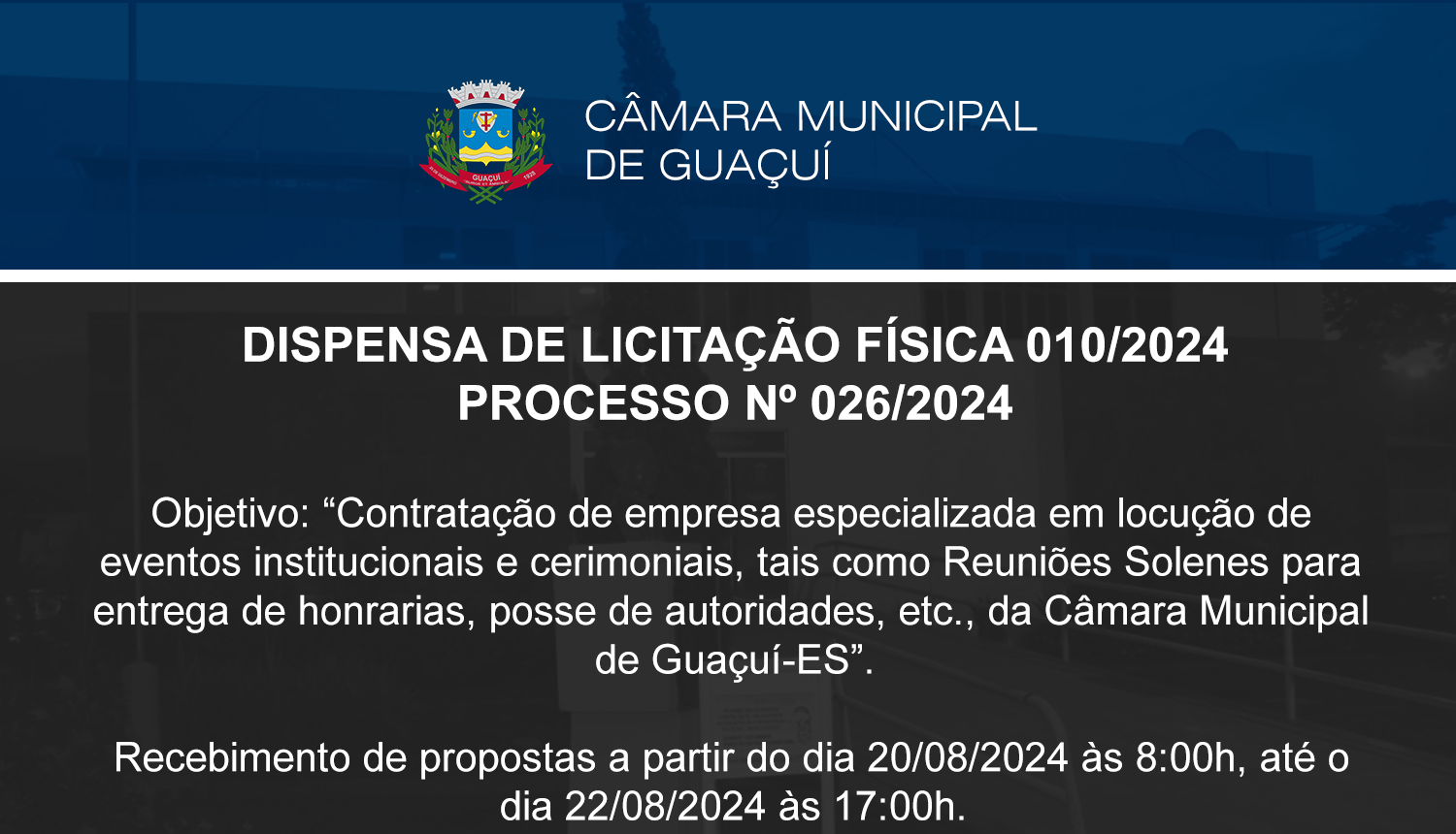 DISPENSA DE LICITAÇÃO FÍSICA 010/2024.